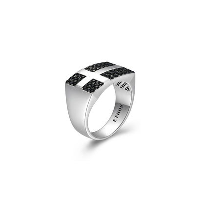 Black Ice Rhodium Plated Gunmetal Sterling Silver and Black Sapphire Ring - UR21 | ethos