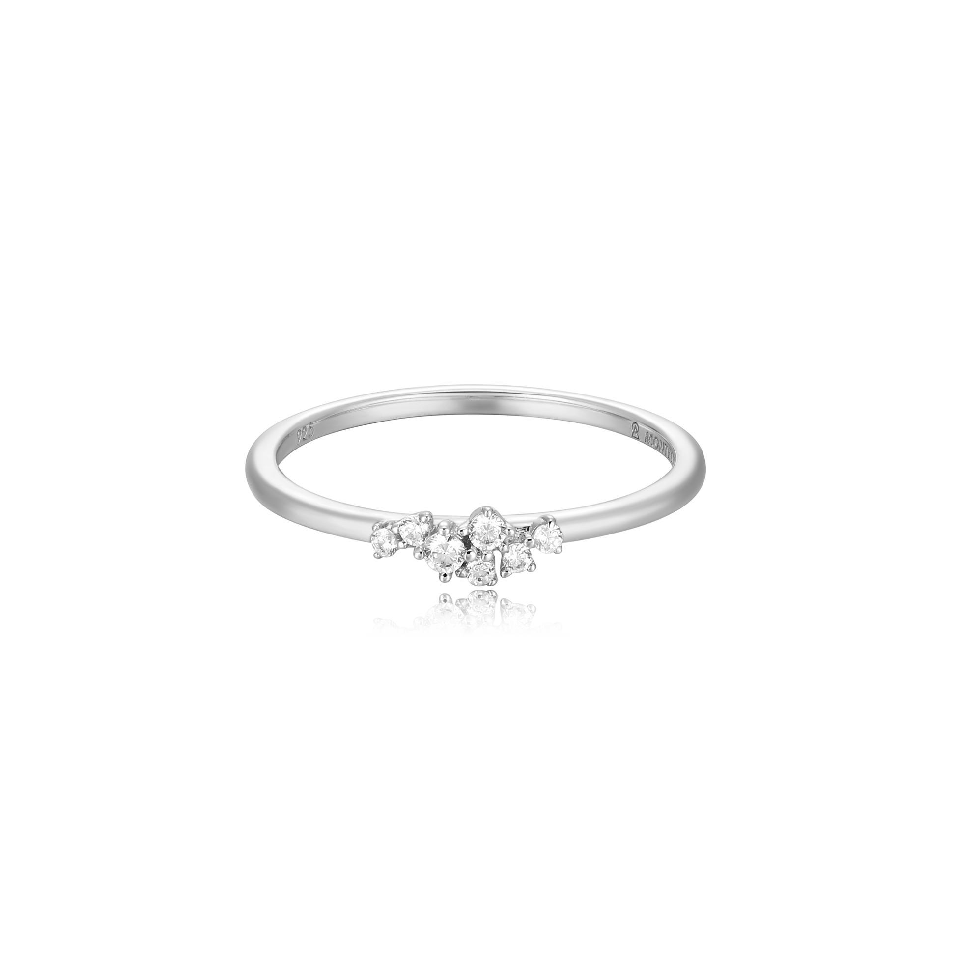 Scattered Lab-Created Diamond Stackable Ring in Rhodium-Plated Sterling Silver | M by Monte Luna