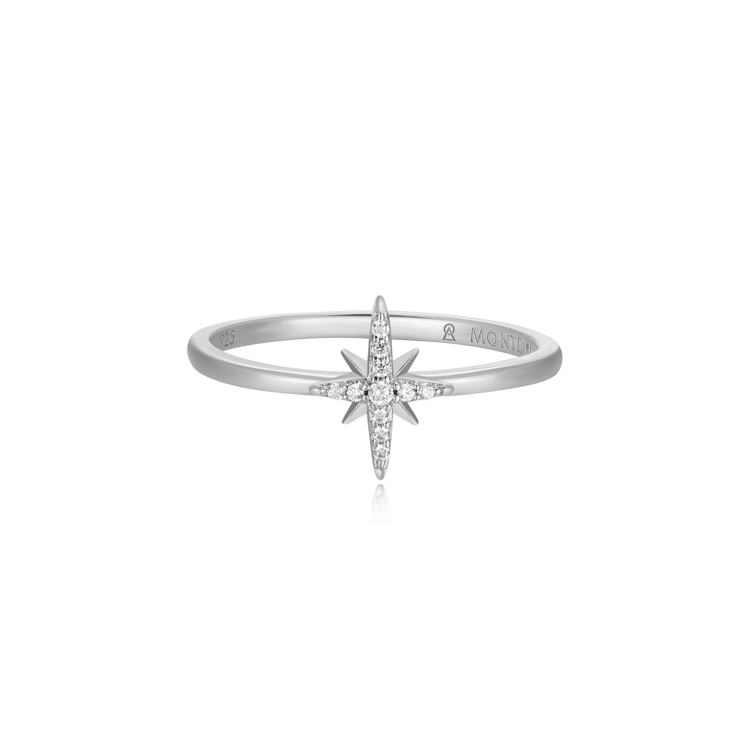 North Star Statement Ring in Rhodium-Plated Sterling Silver | M by Monte Luna