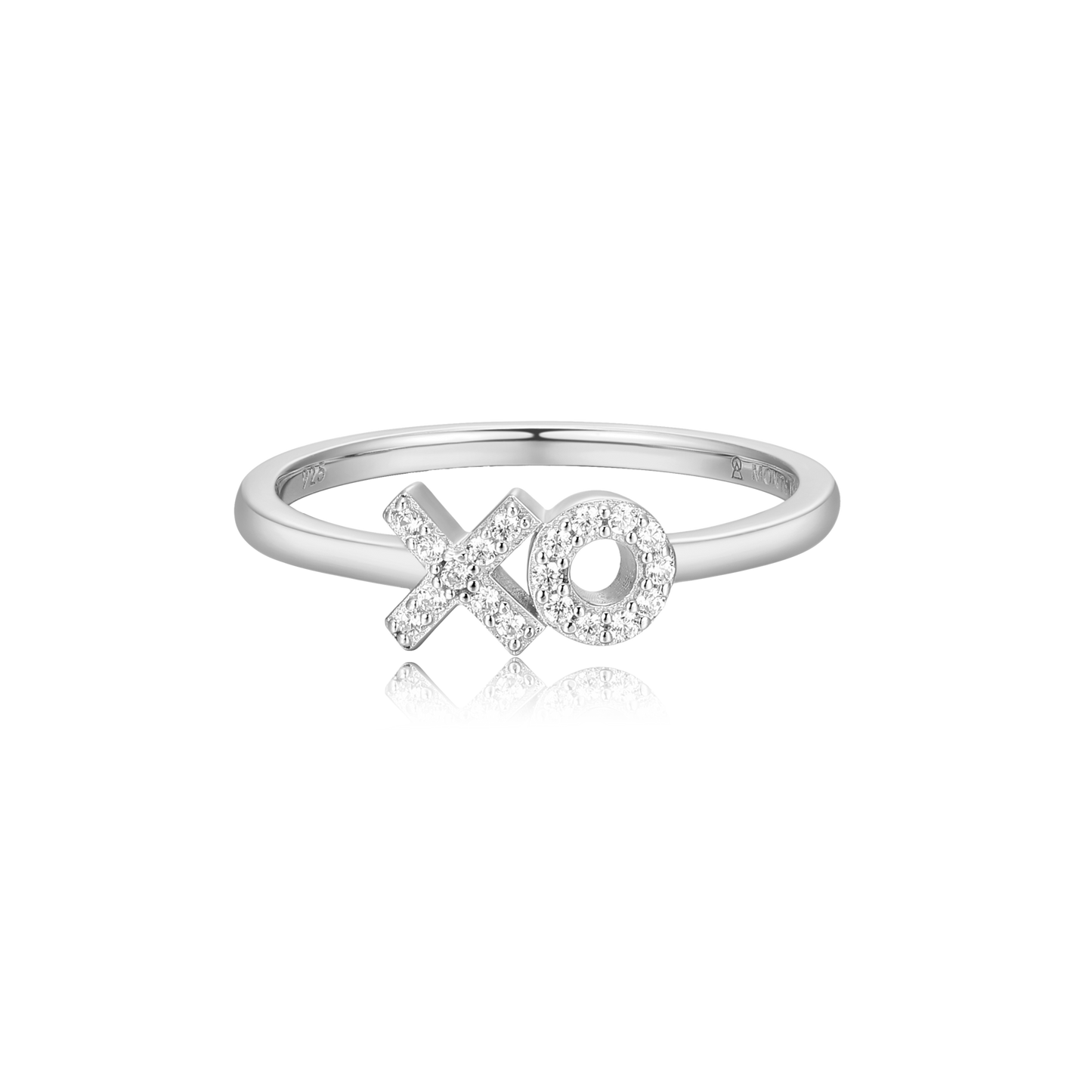 XO Stackable Ring in Rhodium-Plated Sterling Silver | M by Monte Luna
