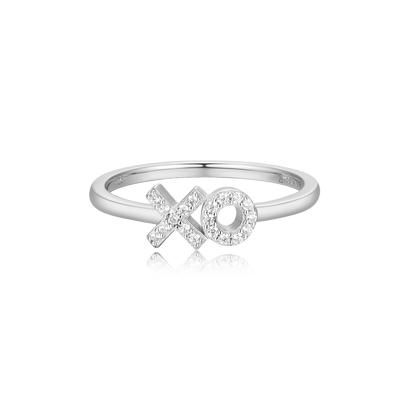 XO Stackable Ring in Rhodium-Plated Sterling Silver | M by Monte Luna