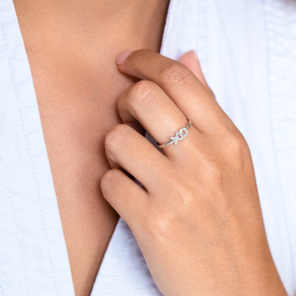 XO Stackable Ring in Rhodium-Plated Sterling Silver | M by Monte Luna