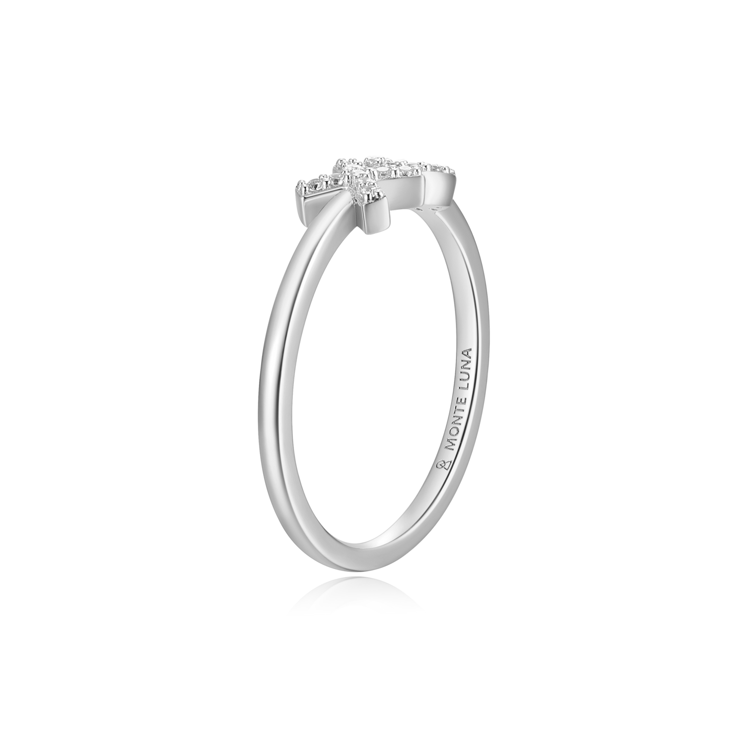 XO Stackable Ring in Rhodium-Plated Sterling Silver | M by Monte Luna