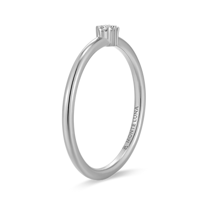 Four Cluster Lab-Created Diamond Ring in Rhodium-Plated Sterling Silver | M by Monte Luna