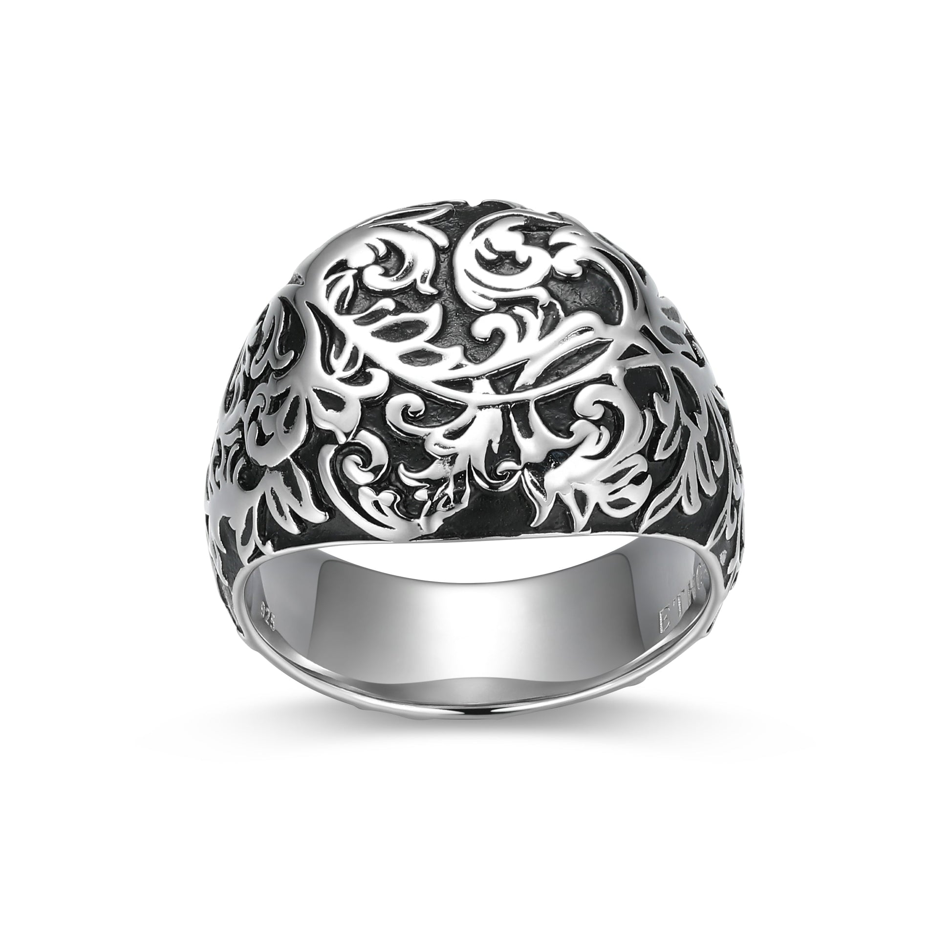 Chisel Signet Ring in Rhodium-Plated Sterling Silver | ethos
