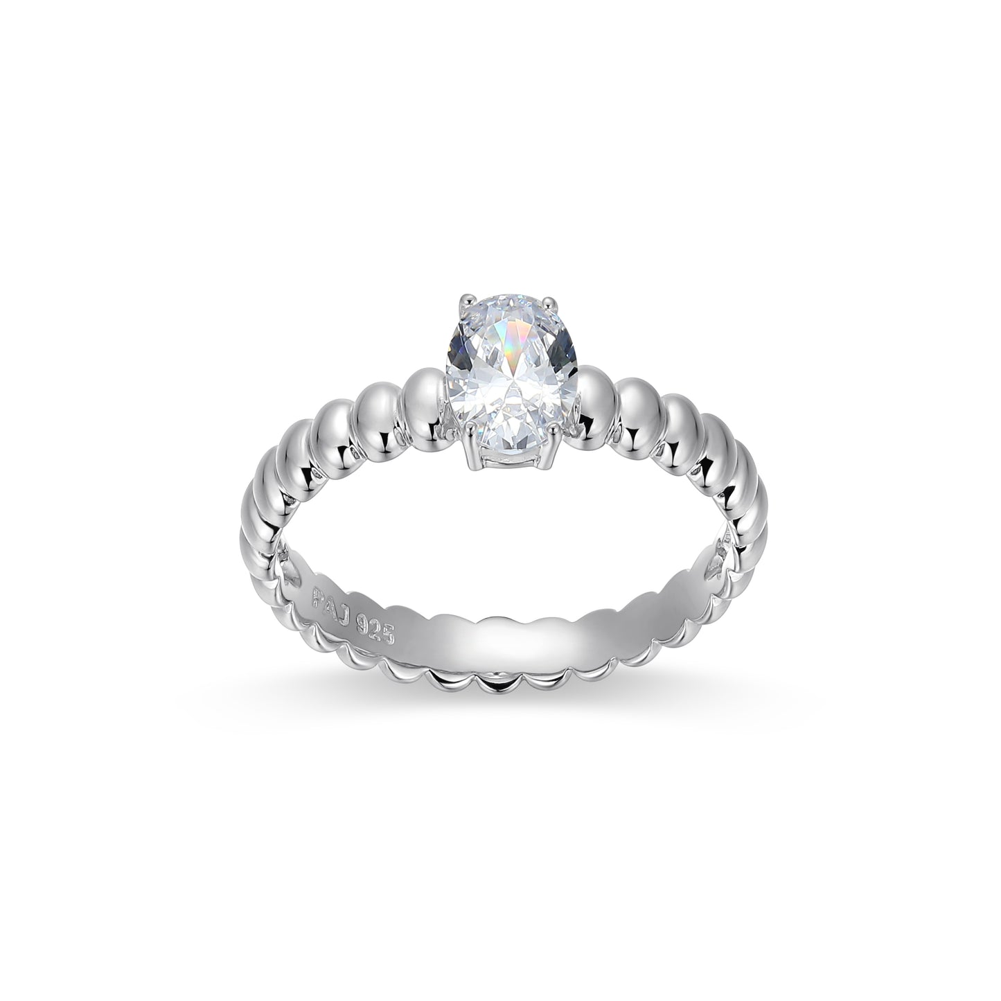RR0190W - Oval-Cut CZ Domed Band Ring | reign