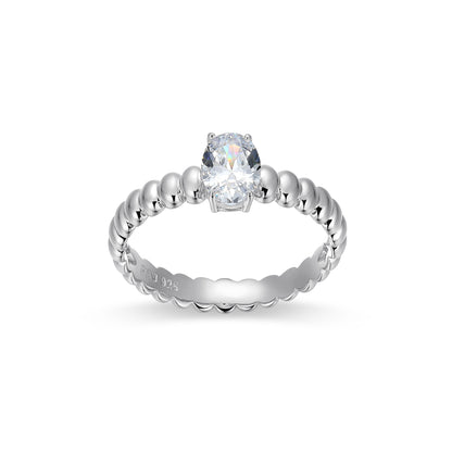 RR0190W - Oval-Cut CZ Domed Band Ring | reign