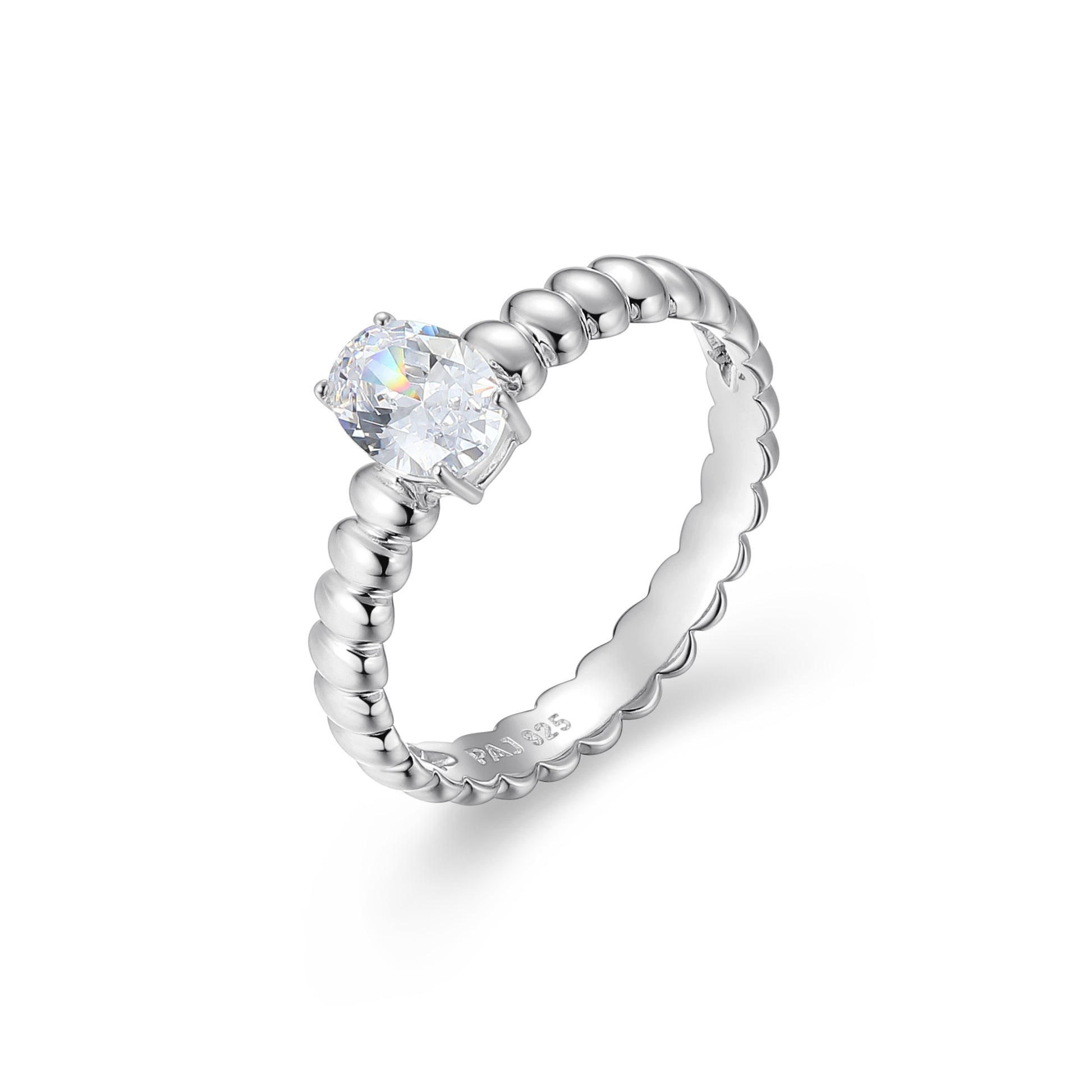 RR0190W - Oval-Cut CZ Domed Band Ring | reign