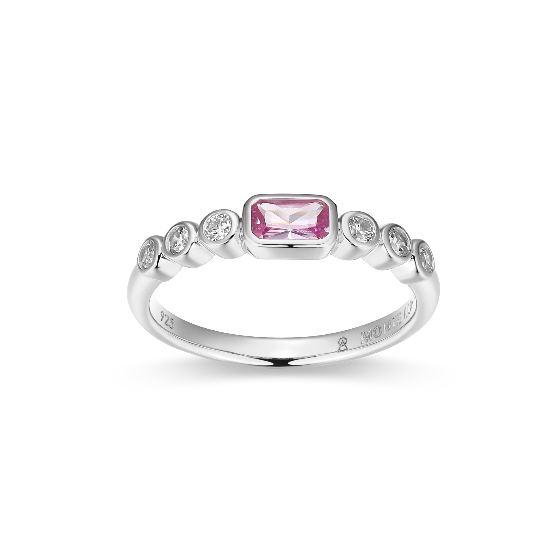 BR0253W - Lab-Created Pink Sapphire & Lab-Created Diamond Ring | m by monte luna