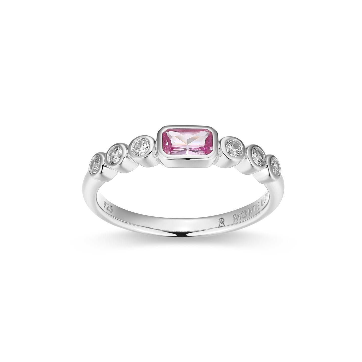 BR0253W - Lab-Created Pink Sapphire & Lab-Created Diamond Ring | m by monte luna