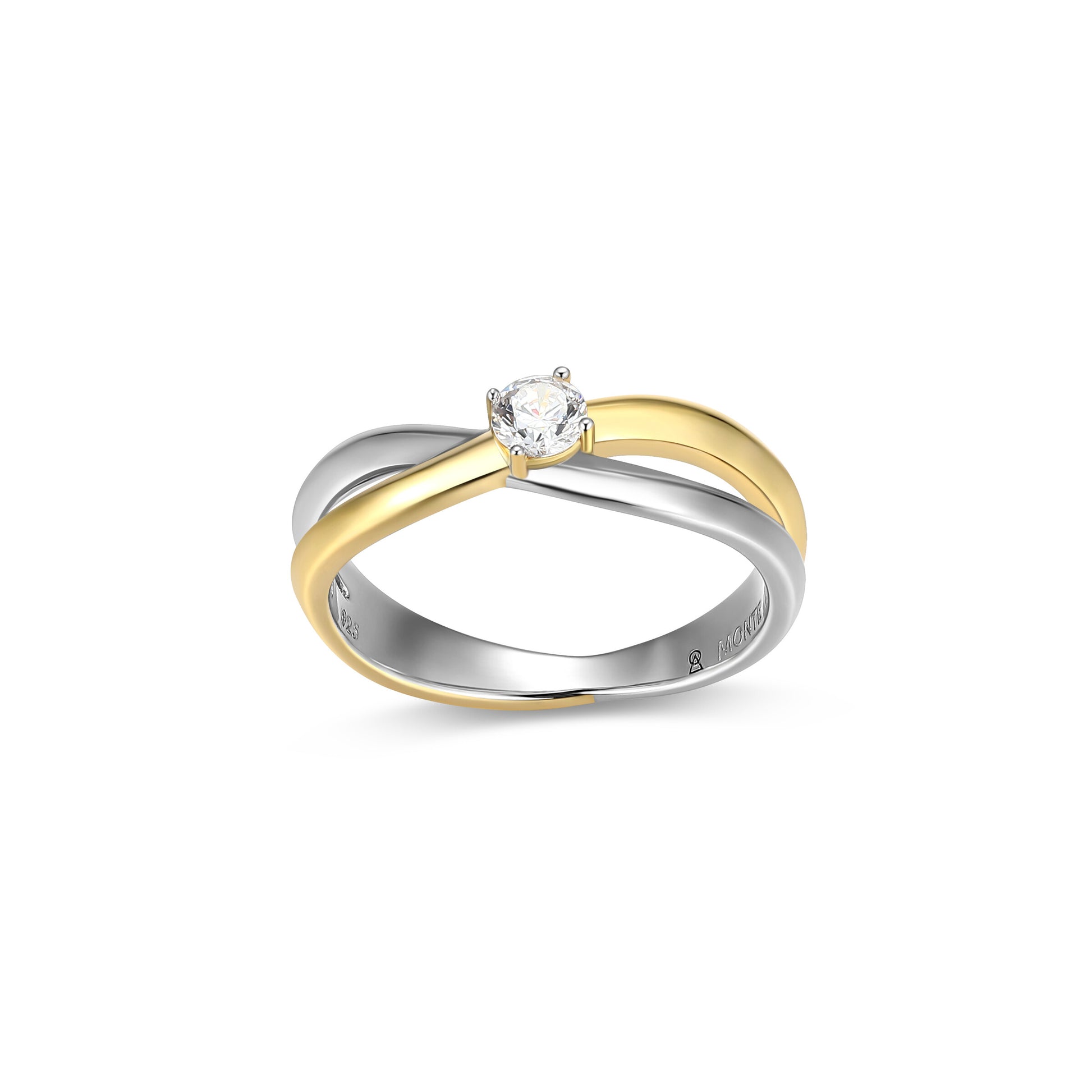 BR03085 - Two-Tone Crossover Ring | m by monte luna