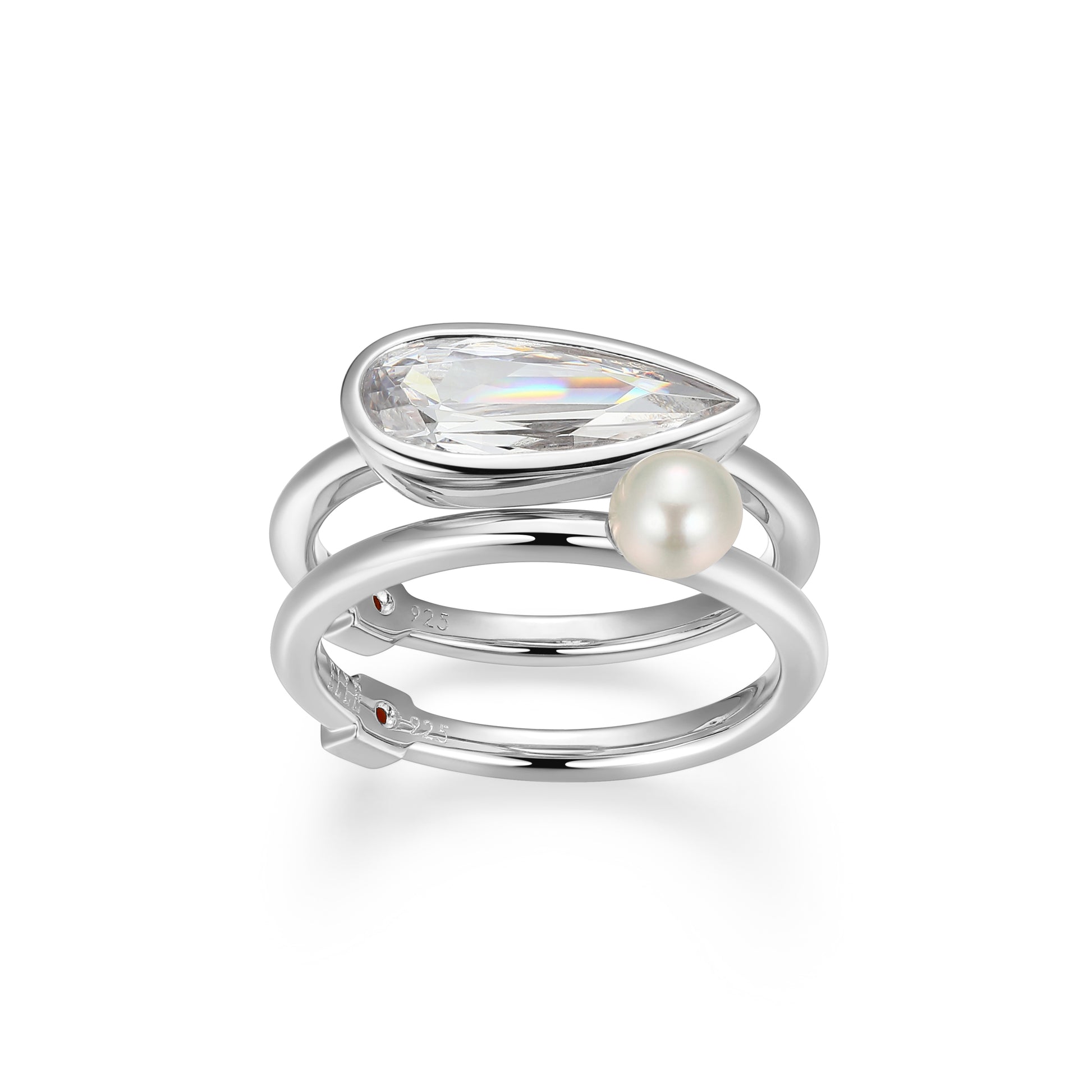 LR02886 - Lustre Freshwater Pearl Ring Set | elle