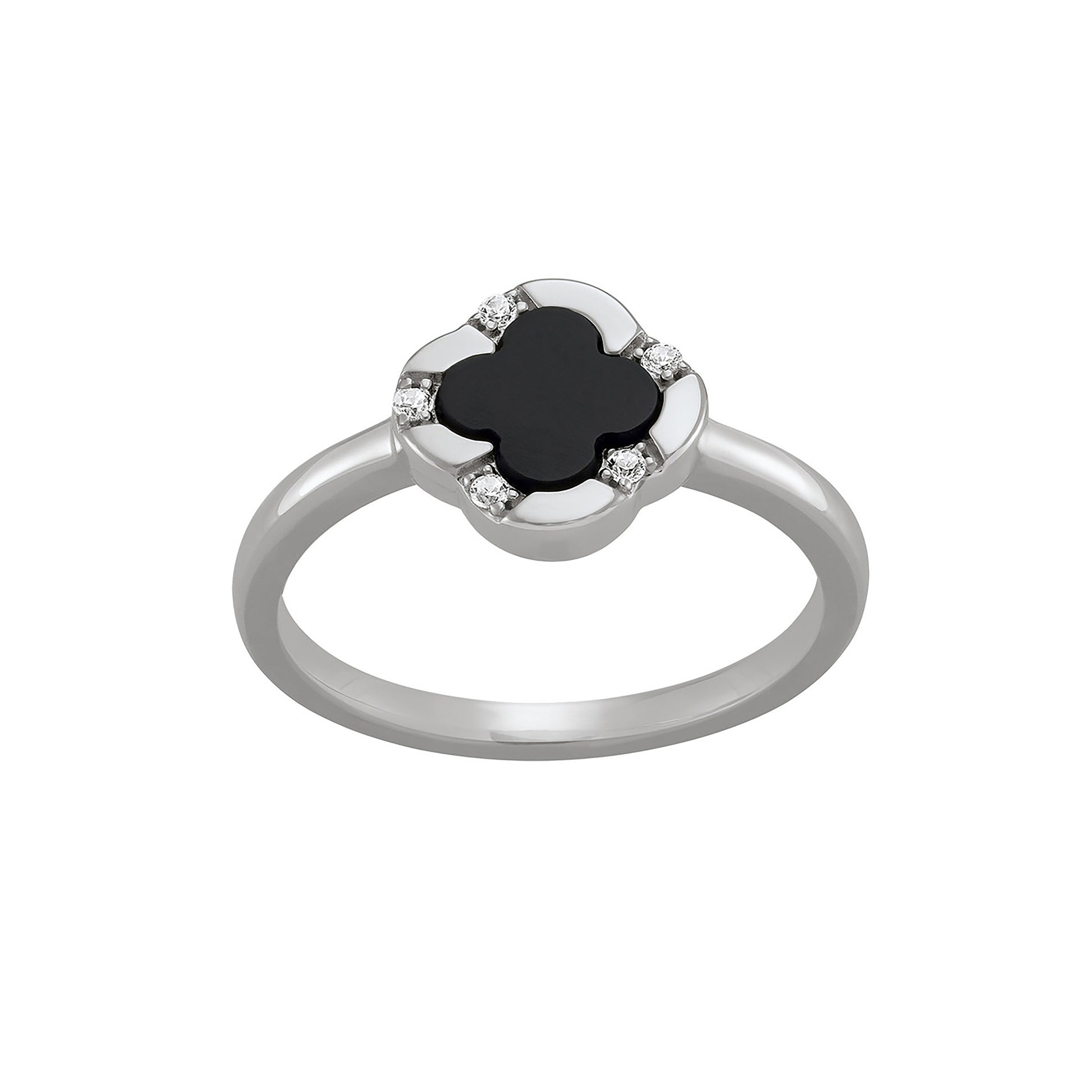 CR0197 - Black Onyx Clover Ring | charles garnier
