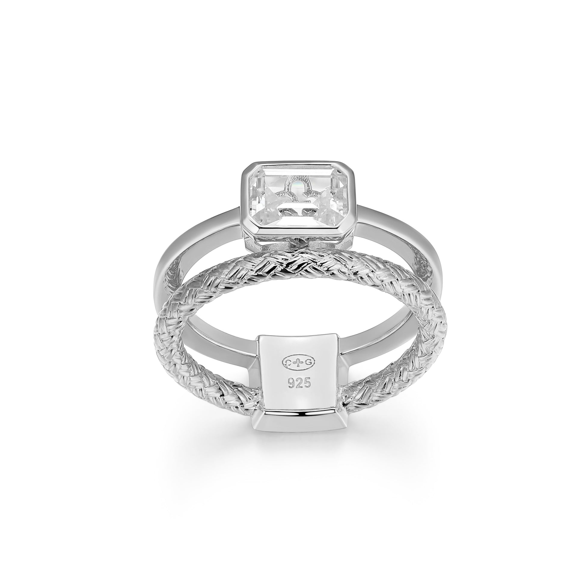 CR0206 - Dual-Band Created White Sapphire Original Mesh Ring | charles garnier