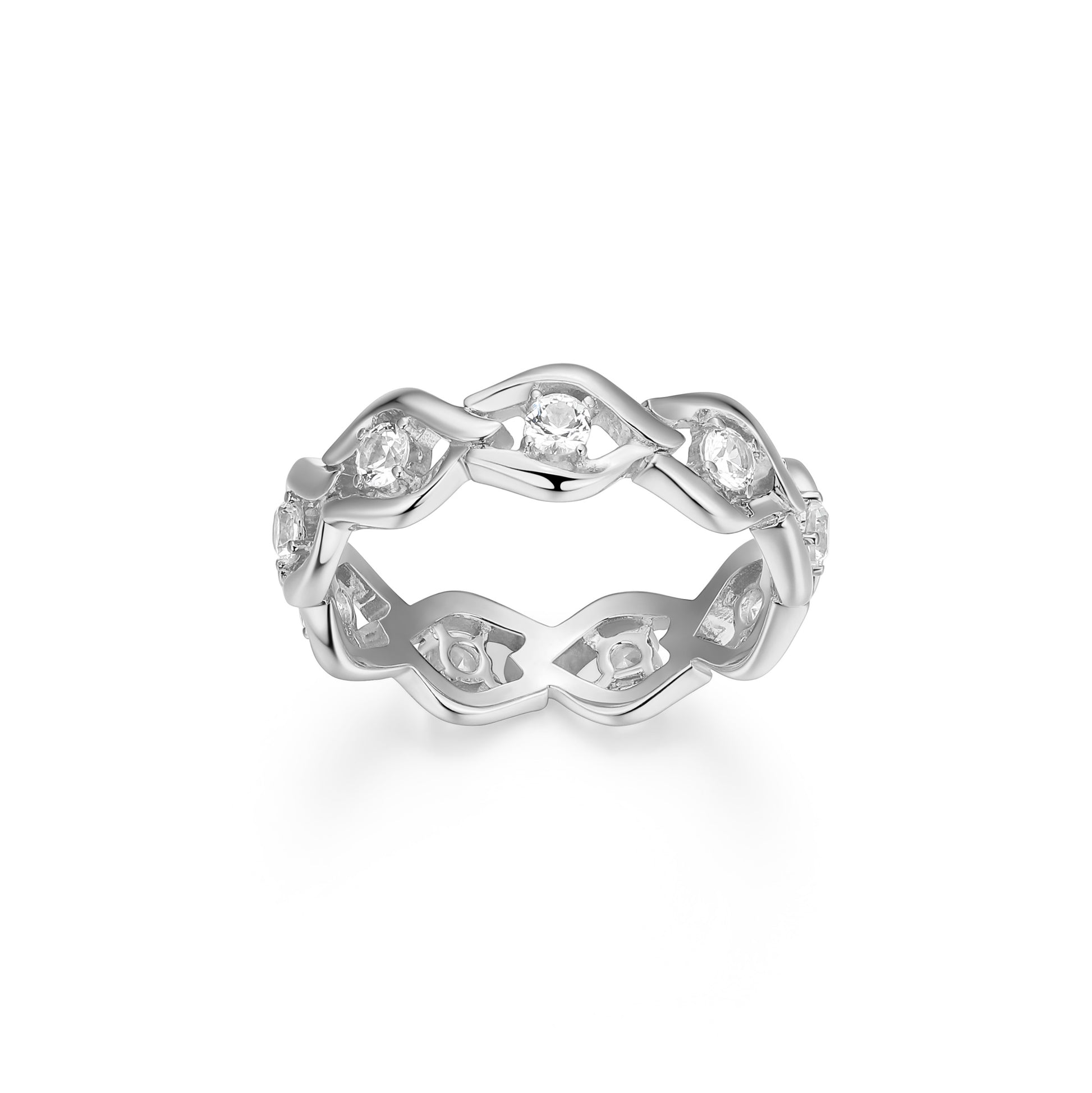 CR0189 - Intertwined Created White Sapphire Ring | charles garnier