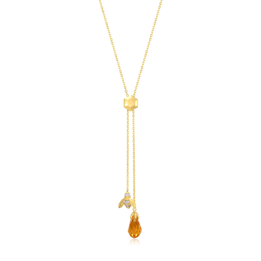 Honey Bee Y-Necklace in 14K Gold-Plated Sterling Silver | M by Monte Luna