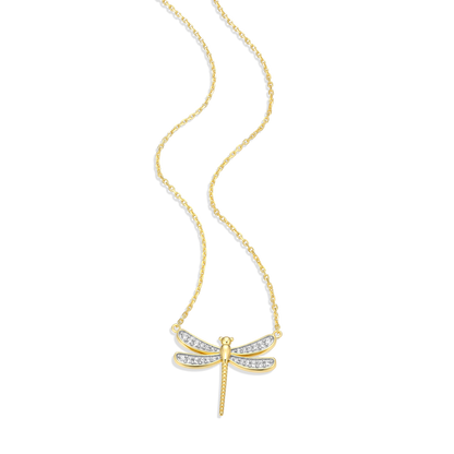 Dragonfly Lab-Created Diamond Pave Pendant Necklace in 14K Yellow Gold-Plated Sterling Silver | M by Monte Luna
