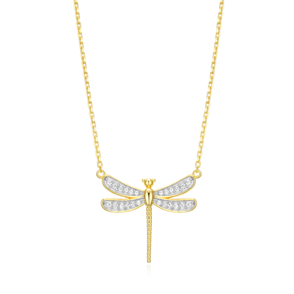 Dragonfly Lab-Created Diamond Pave Pendant Necklace in 14K Yellow Gold-Plated Sterling Silver | M by Monte Luna