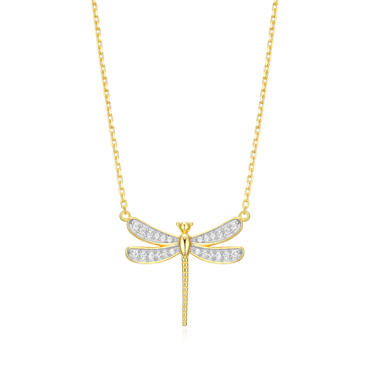 Dragonfly Lab-Created Diamond Pave Pendant Necklace in 14K Yellow Gold-Plated Sterling Silver | M by Monte Luna