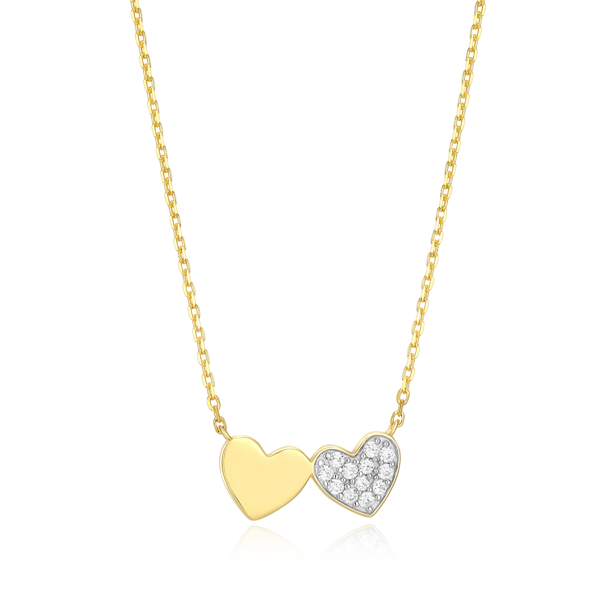 Twin Heart Necklace in 14K Yellow Gold-Plated Sterling Silver | M by Monte Luna
