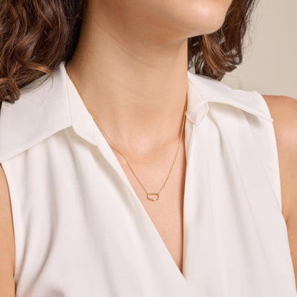 Paperclip & Lab-Created Diamond Accent Pendant Necklace in 14K Yellow Gold-Plated Sterling Silver | M by Monte Luna