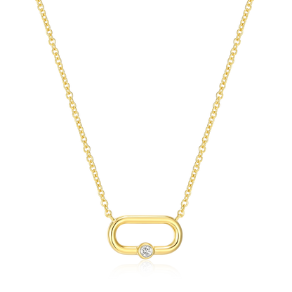 Paperclip & Lab-Created Diamond Accent Pendant Necklace in 14K Yellow Gold-Plated Sterling Silver | M by Monte Luna