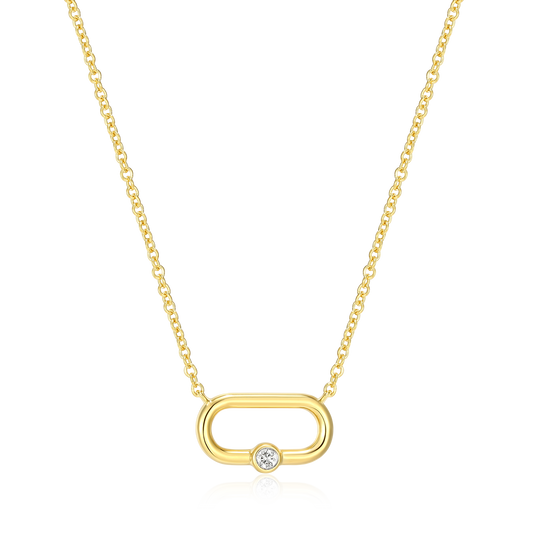 Paperclip & Lab-Created Diamond Accent Pendant Necklace in 14K Yellow Gold-Plated Sterling Silver | M by Monte Luna