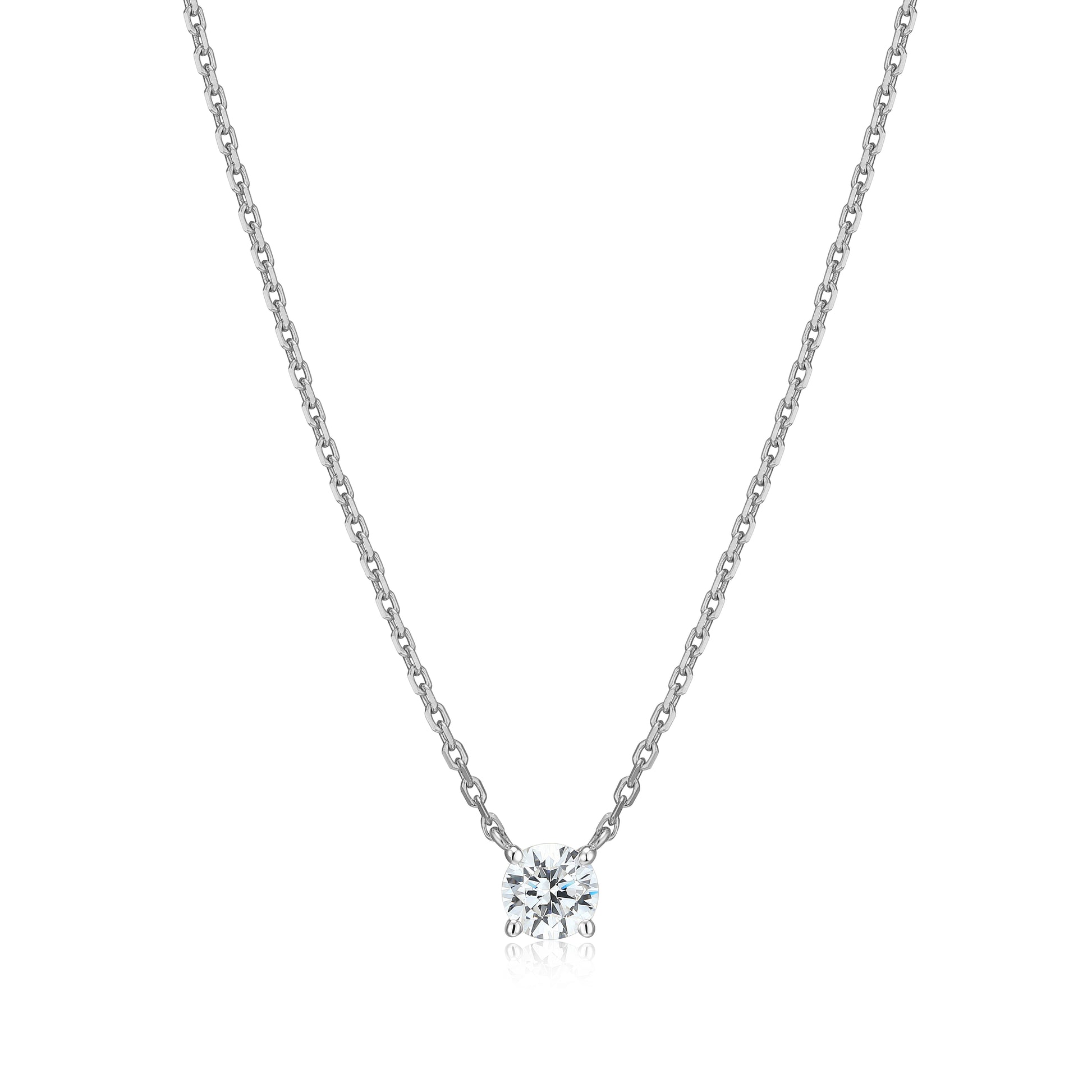 MN0116W - Essentials Medium Solitaire Lab-Created Diamond Necklace | Monte Luna