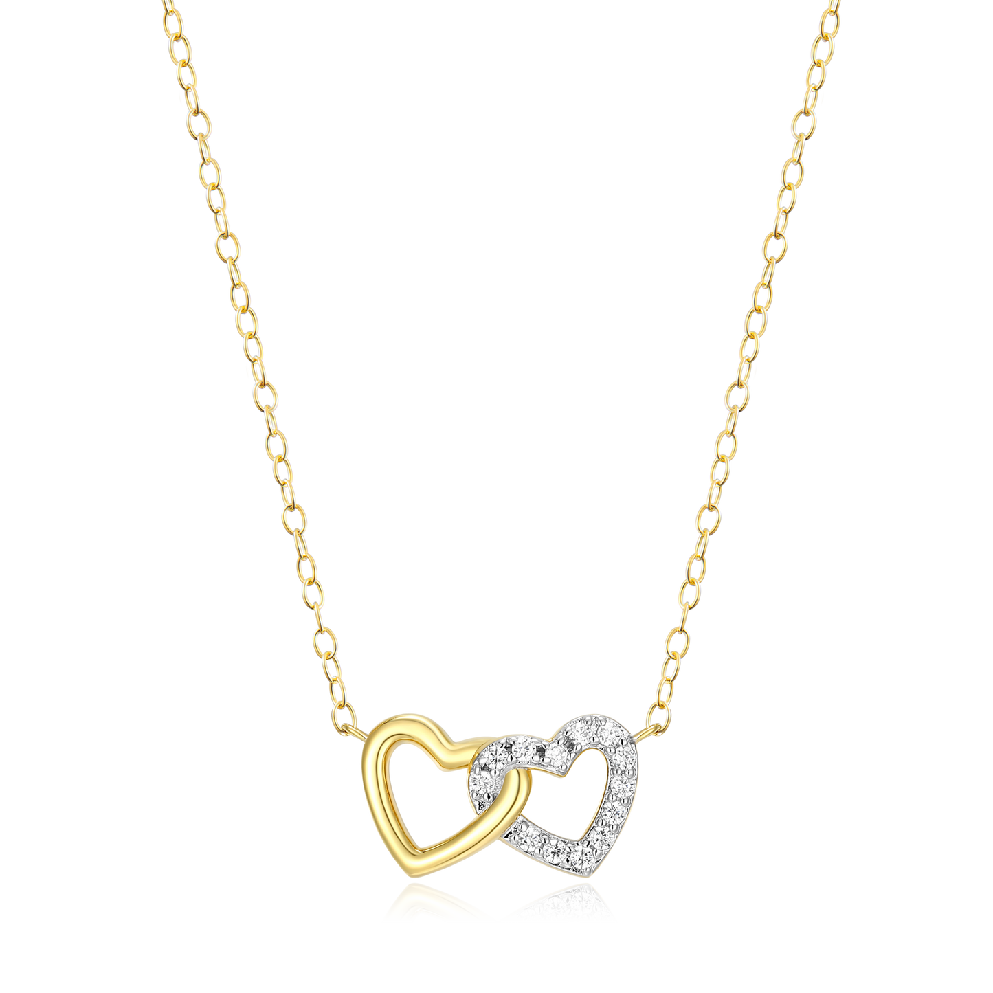 Open Twin Heart Necklace in 14K Yellow Gold-Plated Sterling Silver | M by Monte Luna