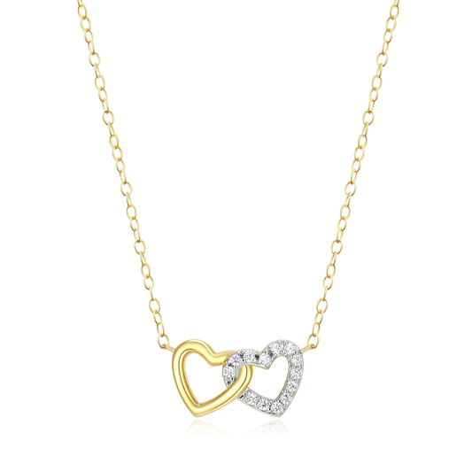 Open Twin Heart Necklace in 14K Yellow Gold-Plated Sterling Silver | M by Monte Luna