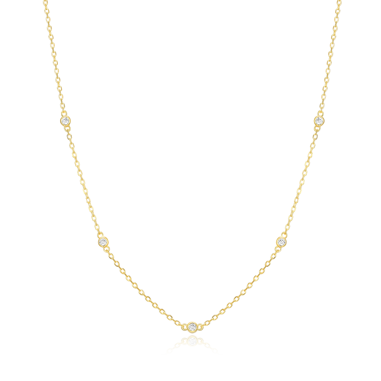 Bezel-Set Lab-Created Diamond Station Necklace in 14K Yellow Gold-Plated Sterling Silver | M by Monte Luna