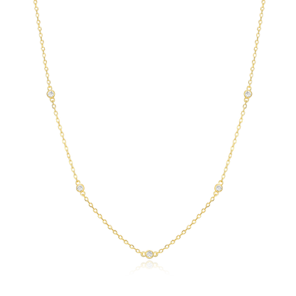 Bezel-Set Lab-Created Diamond Station Necklace in 14K Yellow Gold-Plated Sterling Silver | M by Monte Luna