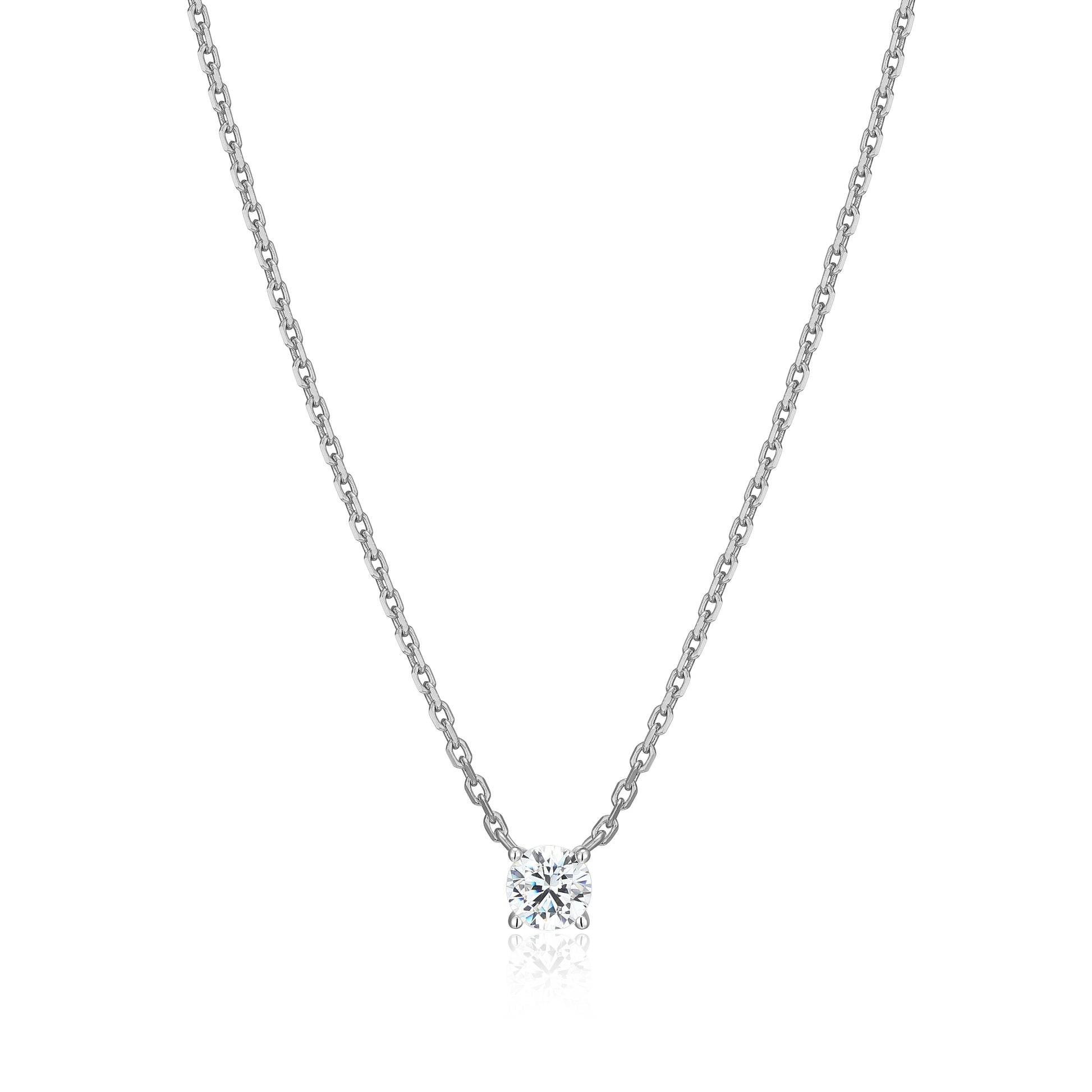 MN0115W - Essentials Small Solitaire Lab-Created Diamond Necklace | Monte Luna