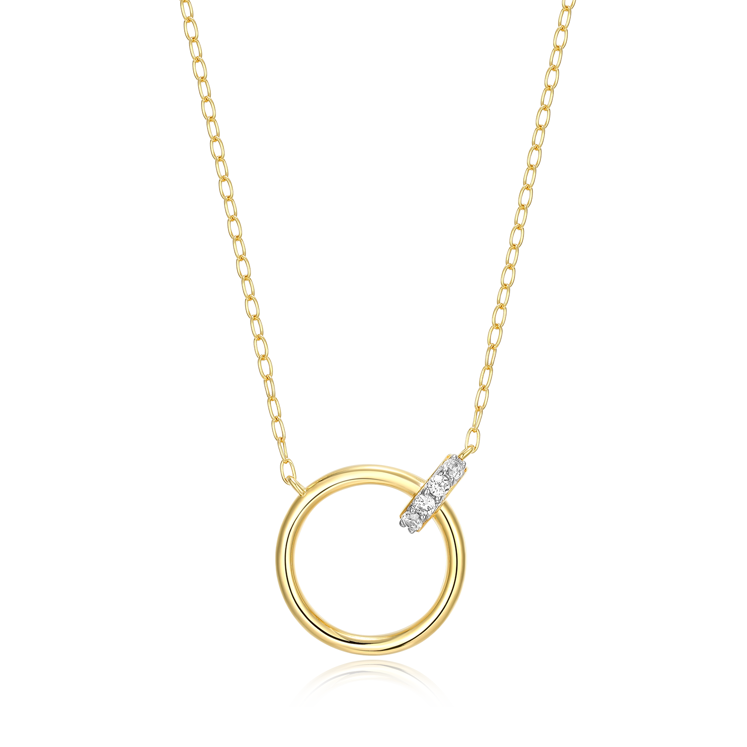 Open Circle Link Lab-Created Diamond Necklace in 14K Gold & Rhodium-Plated Sterling Silver | M by Monte Luna