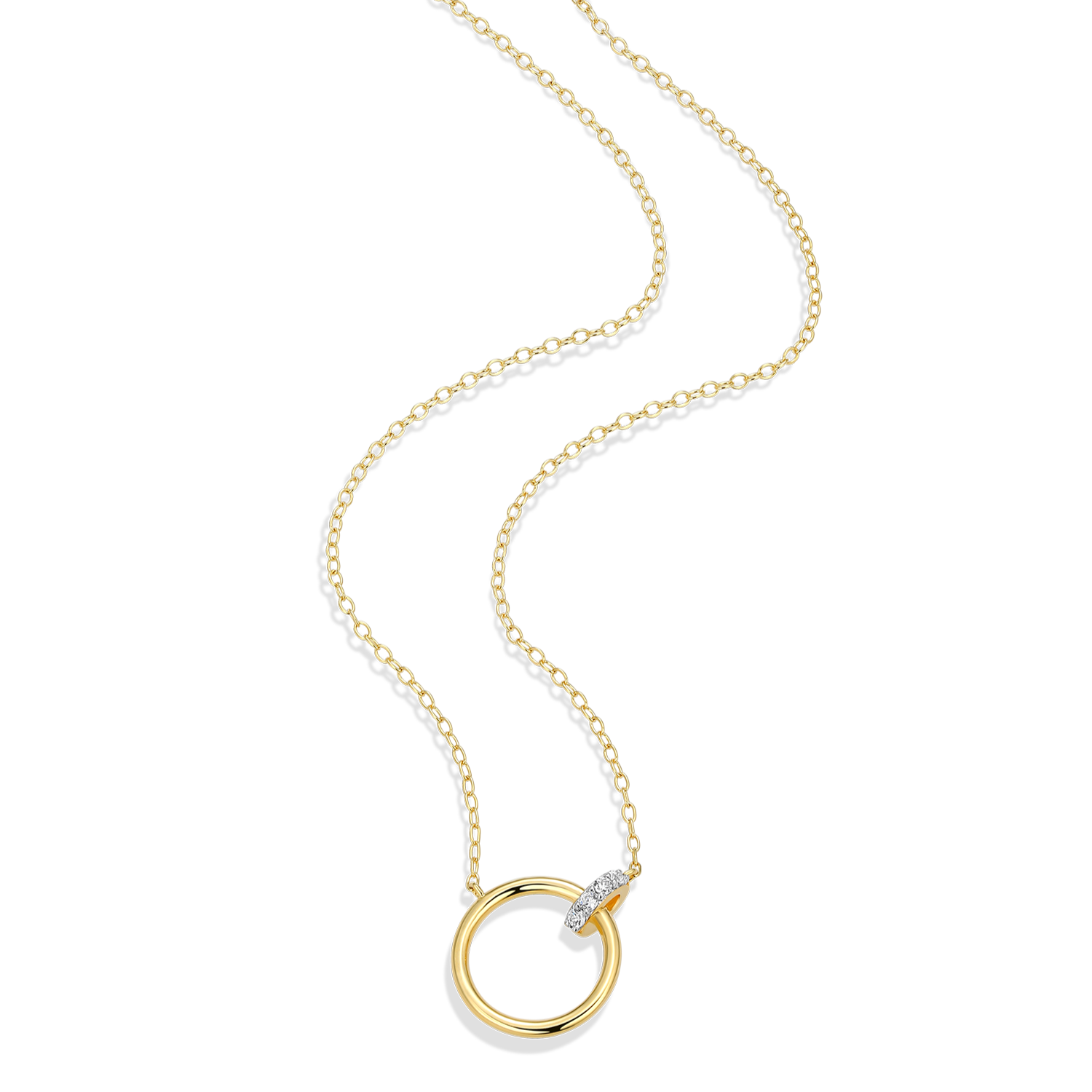 Open Circle Link Lab-Created Diamond Necklace in 14K Gold & Rhodium-Plated Sterling Silver | M by Monte Luna