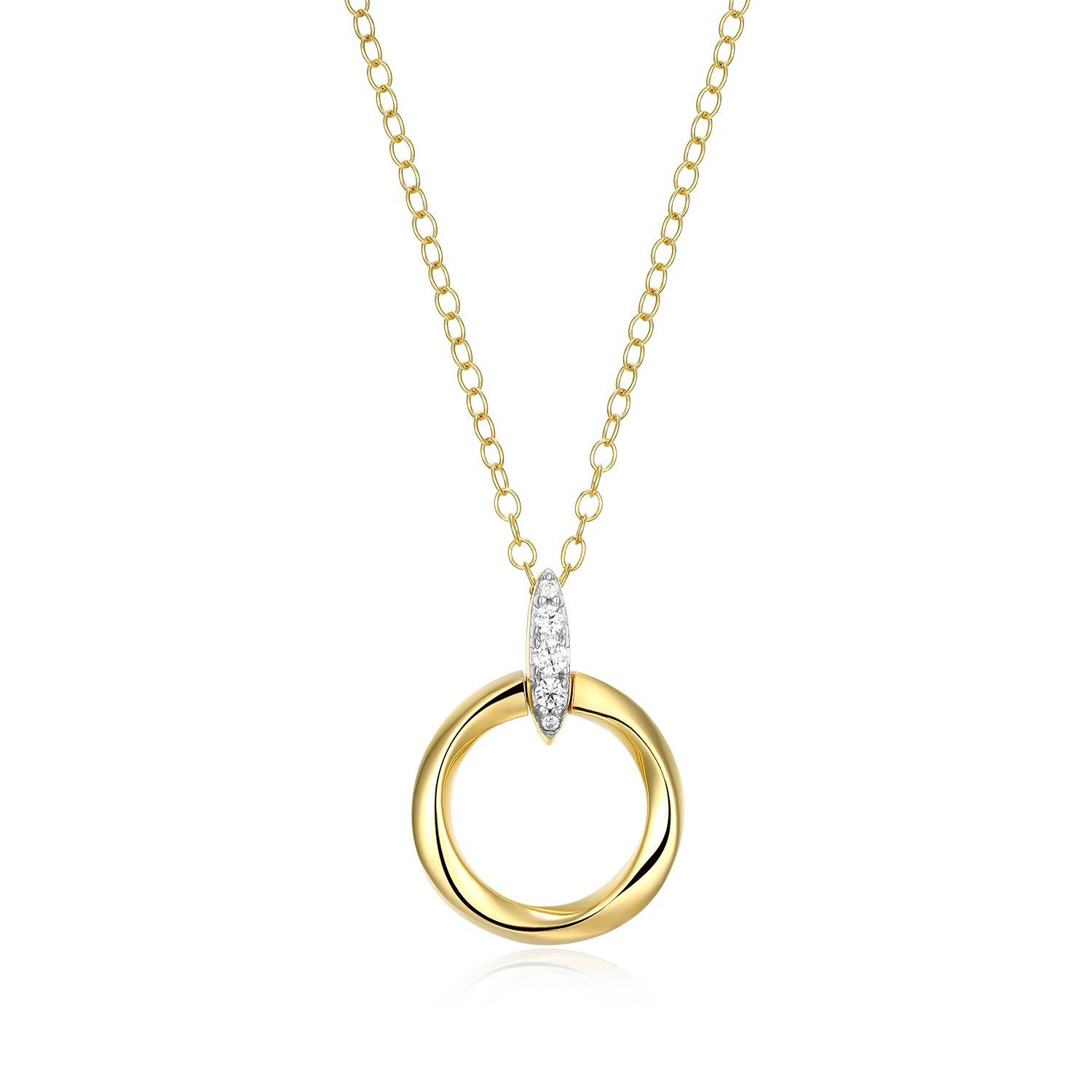 Knife Edge Circle Link Lab-Created Diamond Pendant Necklace in 14K Gold & Rhodium-Plated Sterling Silver | M by Monte Luna