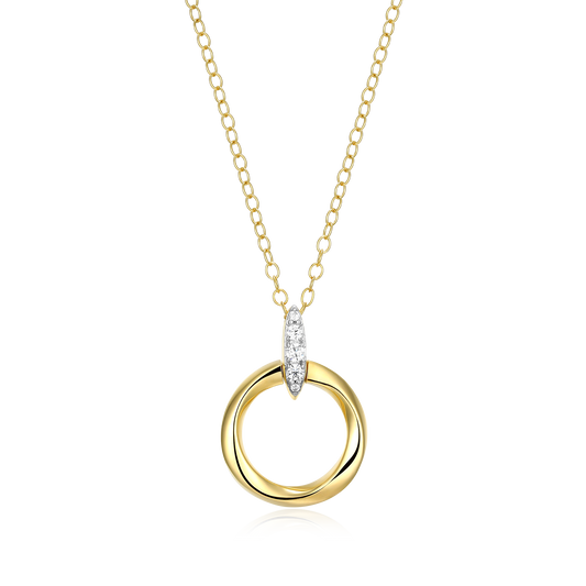 Knife Edge Circle Link Lab-Created Diamond Pendant Necklace in 14K Gold & Rhodium-Plated Sterling Silver | M by Monte Luna