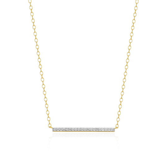 Pave Bar Necklace in 14K Yellow Gold-Plated Sterling Silver | M by Monte Luna