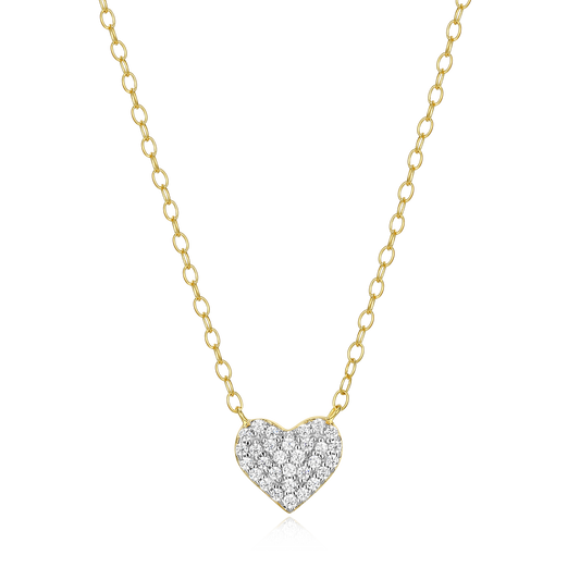 Pave Heart Necklace in 14K Yellow Gold-Plated Sterling Silver | M by Monte Luna