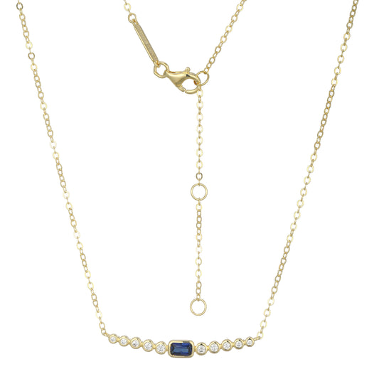 BN0252Y - Lab-Created Blue Sapphire & Lab-Created Diamond Bar Necklace | m by monte luna