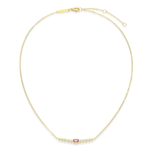 BN0253Y - Lab-Created Pink Sapphire & Lab-Created Diamond Bar Necklace | m by monte luna