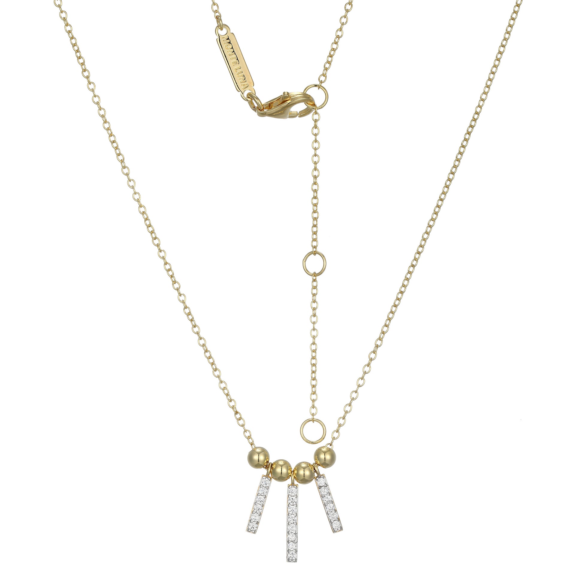 BN0271Y - Trio Vertical Bar Lab-Created Diamond Necklace | m by monte luna