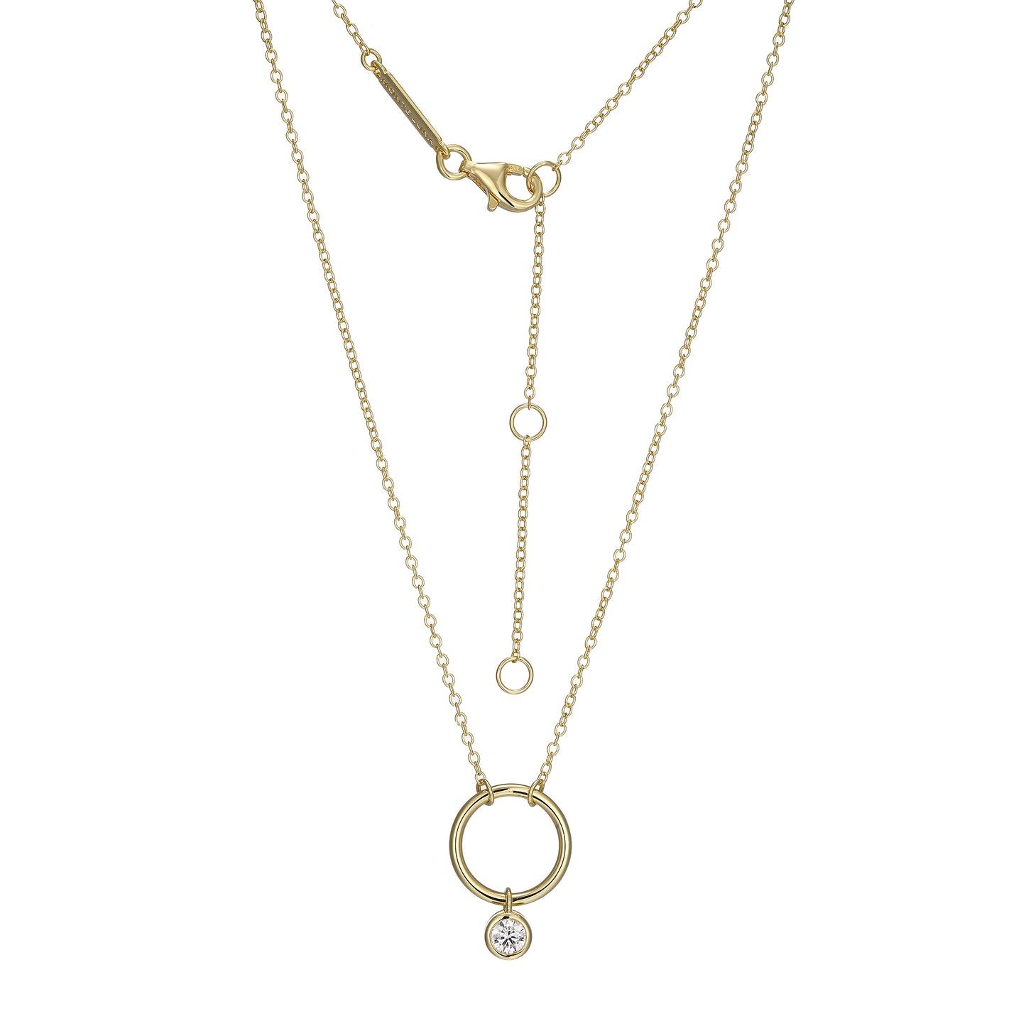 BN0259Y - Open Circle Bezel-Set Lab-Created Diamond Accent Pendant Necklace | m by monte luna