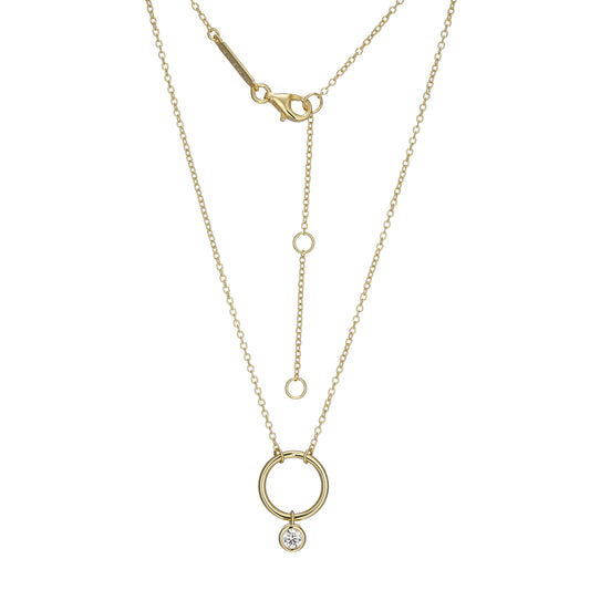 BN0259Y - Open Circle Bezel-Set Lab-Created Diamond Accent Pendant Necklace | m by monte luna