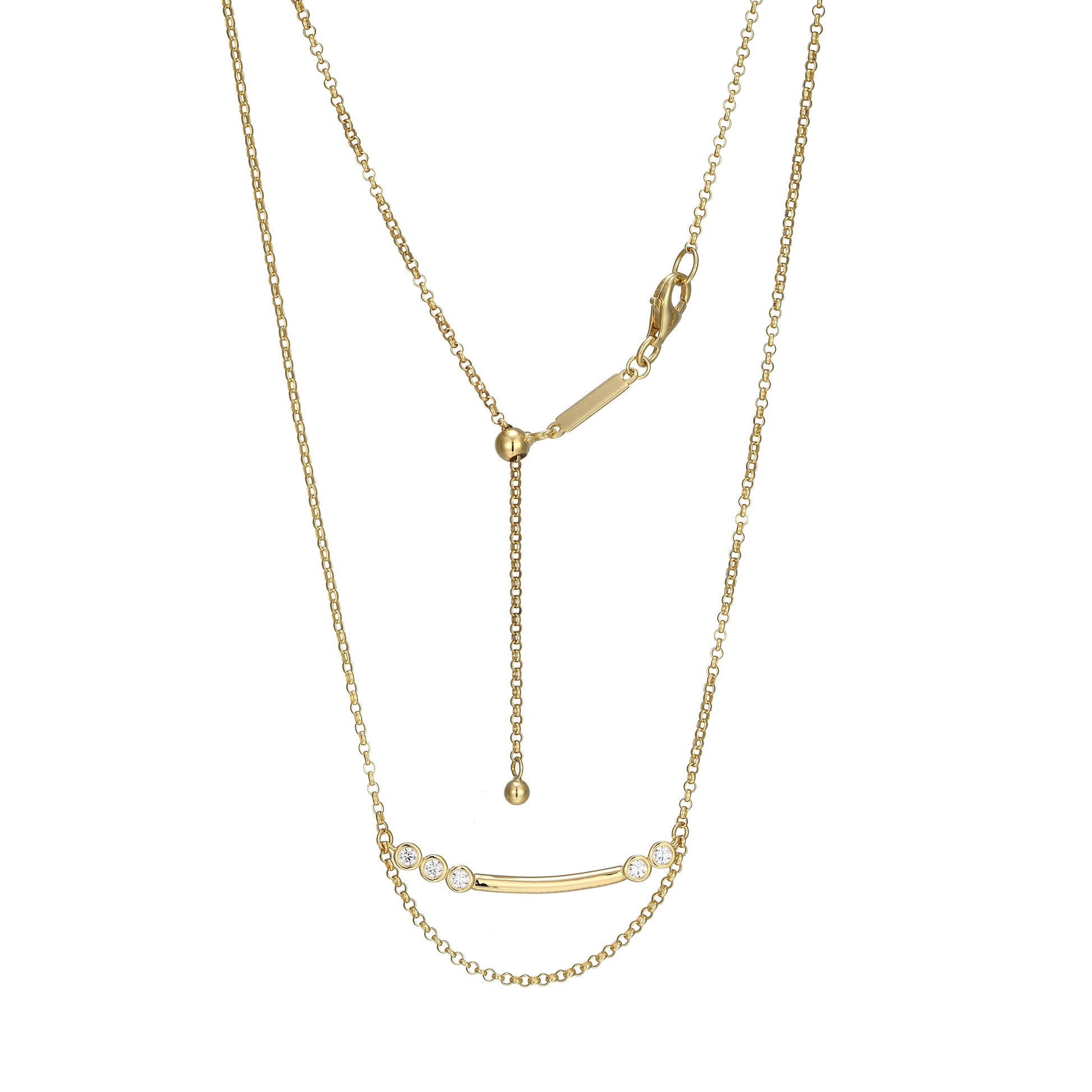 BN0254Y - Lab-Created Diamond Bar Bolo Necklace | m by monte luna