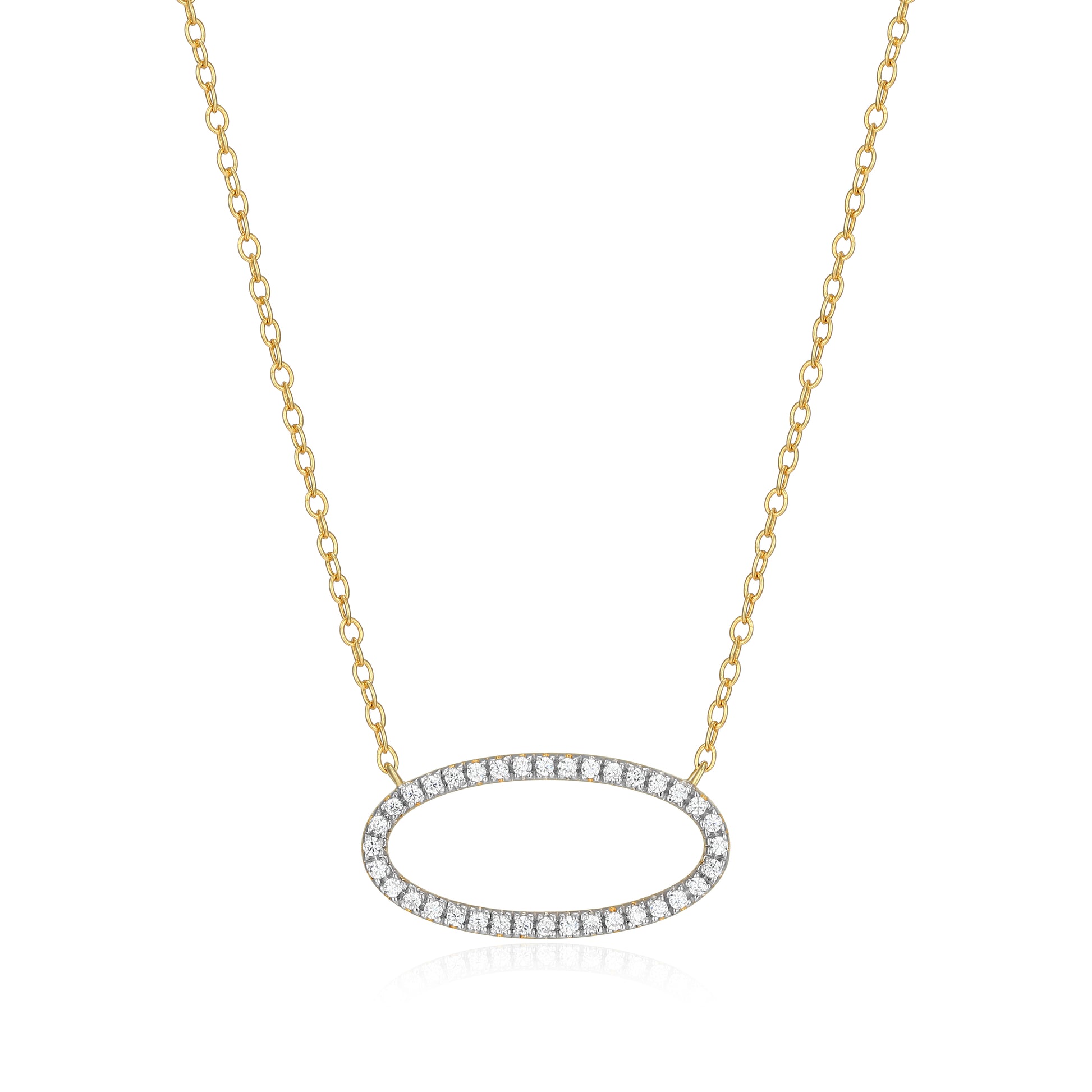 BN0276Y - Open Oval Lab-Created Diamond Necklace | m by monte luna