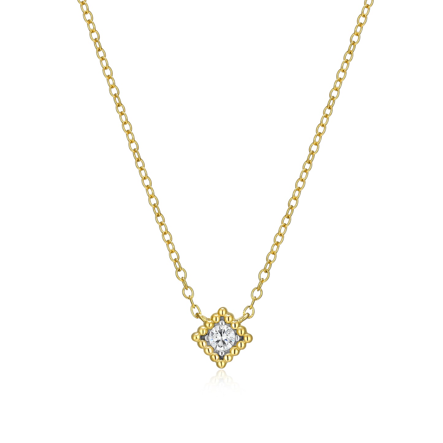 BN0300Y - Diamond Beaded Halo Necklace | m by monte luna