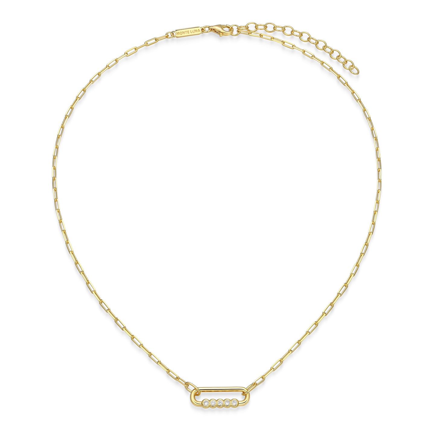 BN0304Y - Bezel-Set Paperclip Link Necklace | m by monte luna