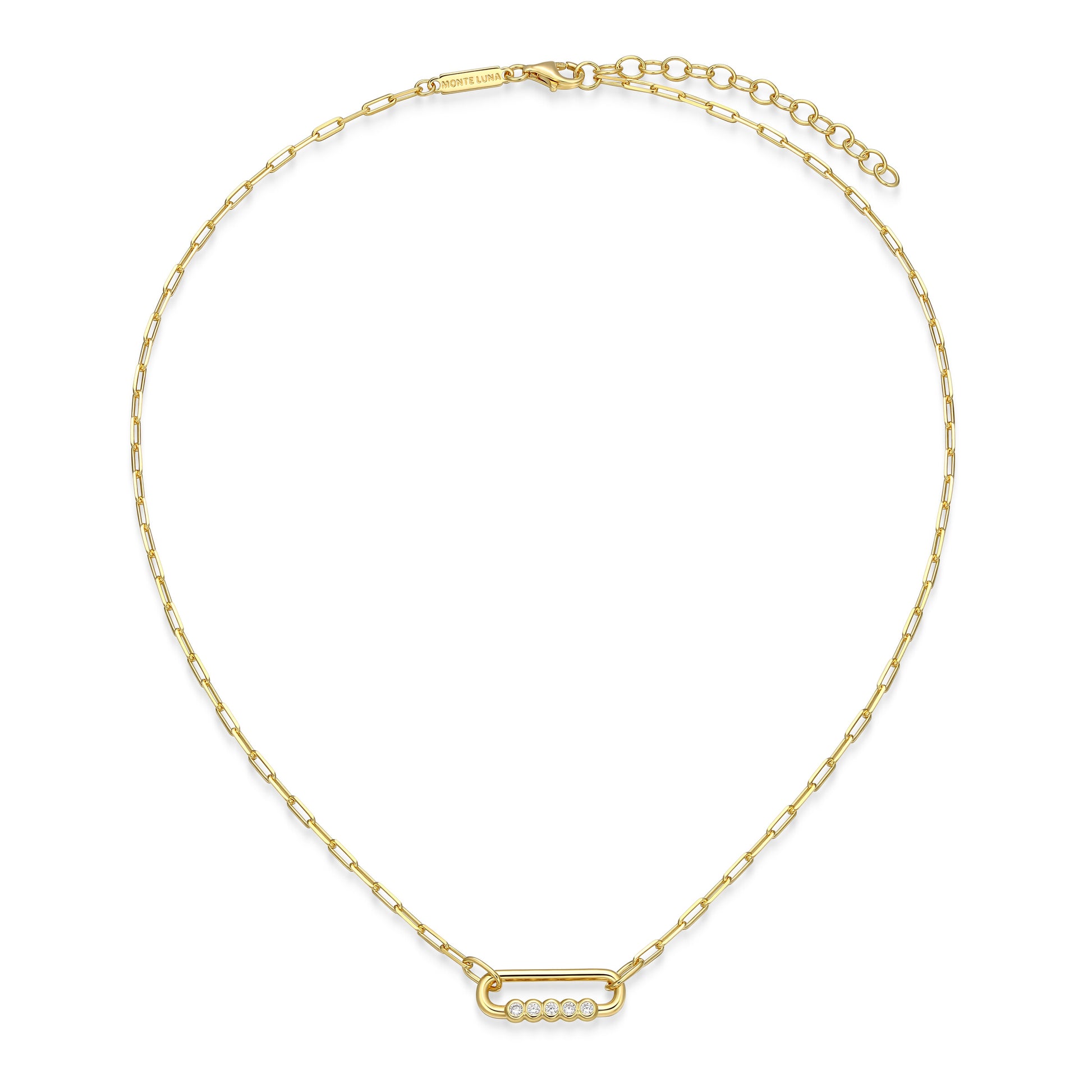 BN0304Y - Bezel-Set Paperclip Link Necklace | m by monte luna