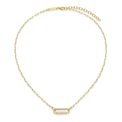 BN0304Y - Bezel-Set Paperclip Link Necklace | m by monte luna